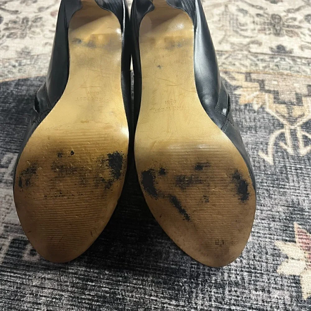 Nine West Round Toe Black Booties Size 8.5 EUC